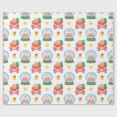 Kerstkatten Snowglobes op wit Cadeaupapier (Vlak)