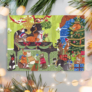 Kerstkatten spelen Piano Kerstkaart Briefkaart