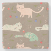 kerstkatten stenen onderzetter (Voorkant)