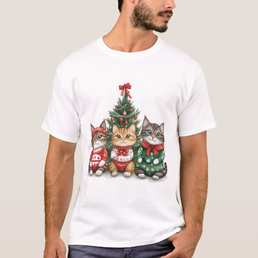 kerstkatten t-shirt (Voorkant)