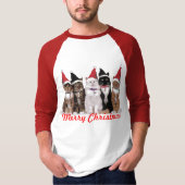 Kerstkatten T-shirt - lange hoes - rood (Voorkant)