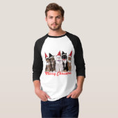 Kerstkatten T-shirt - lange hoes - zwart (Voorkant volledig)