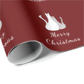 Kerstkatten tekenen Katten rode Bourgogne Cadeaupapier (Rol Hoek)
