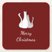 Kerstkatten tekenen Schattigee Katten rood Kartonnen Onderzetters (Voorkant)