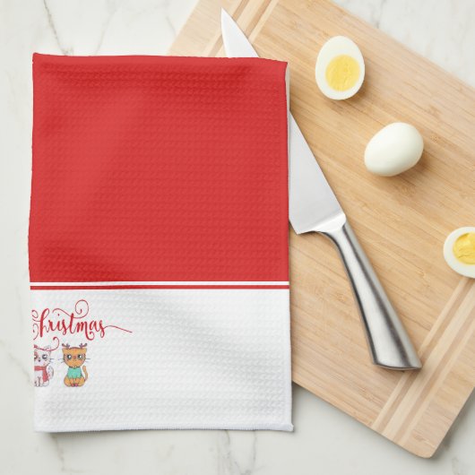 kerstkatten theedoek (Quarter Fold)