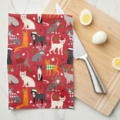 kerstkatten theedoek (Quarter Fold)