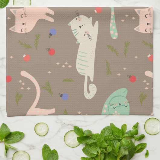 kerstkatten theedoek (Gevouwen)