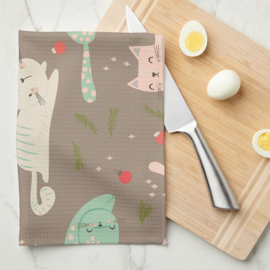 kerstkatten theedoek (Quarter Fold)