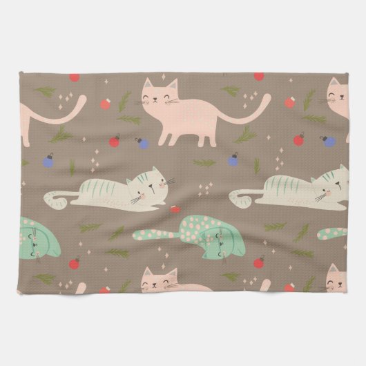 kerstkatten theedoek (Horizontaal)