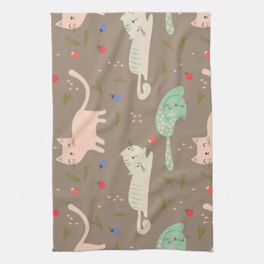 kerstkatten theedoek (Verticaal)