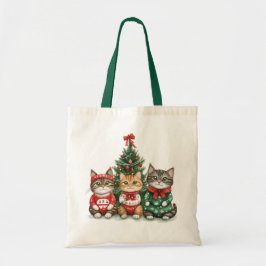 kerstkatten tote bag