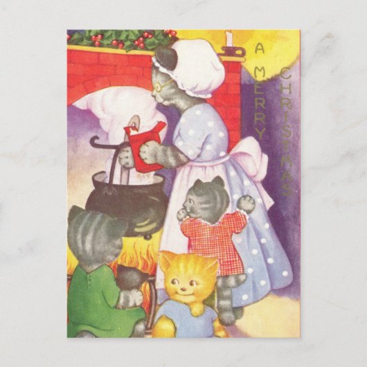 Kerstkatten uit het verleden briefkaart (Voorkant)