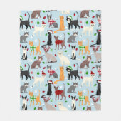 kerstkatten, vleece Blanket Fleece Deken (Voorkant)