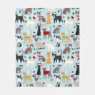 kerstkatten, vleece Blanket Fleece Deken