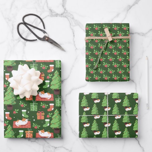 Kerstkatten vol gril inpakpapier vel (Voorkant)