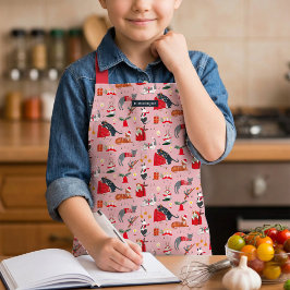 Kerstkatten voor kinderen Roze kerstbak- en kookac Schort