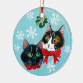 Kerstkatten winterversiering Mistletoe Keramisch Ornament (Links)