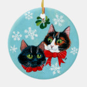 Kerstkatten winterversiering Mistletoe Keramisch Ornament (Achterkant)