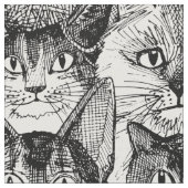 Kerstkatten zwart en wit stof (Close Up)