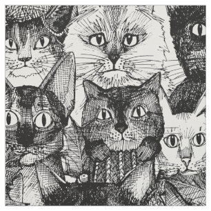 Kerstkatten zwart en wit stof