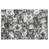 Kerstkatten zwart en wit stof (Fat Quarter)