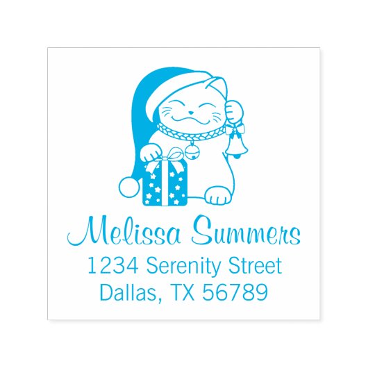 Kerstkattenadres Zelfinktende Stempel (Design)