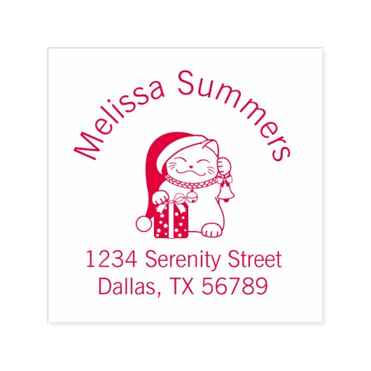 Kerstkattenadres Zelfinktende Stempel (Design)