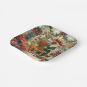 Kerstkattenbloemist is bloemen aan het regelen papieren bordje (Gebogen)