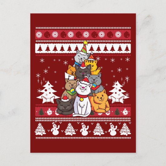 Kerstkattenboom Briefkaart (Voorkant)