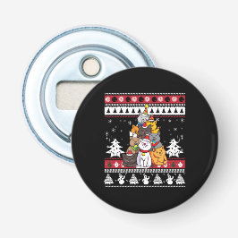 kerstkattenboom button flesopener