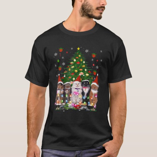 kerstkattenboom Funny Cool Cat Lover Cute T-shirt (Voorkant)