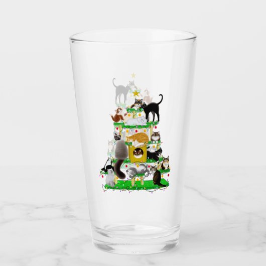 kerstkattenboom Glass Tumbler (Voorkant)