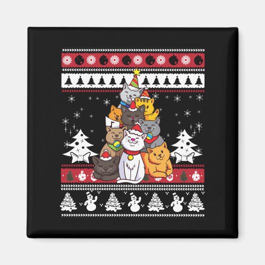 Kerstkattenboom Magneet (Voorkant)