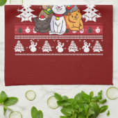 Kerstkattenboom Theedoek (Gevouwen)