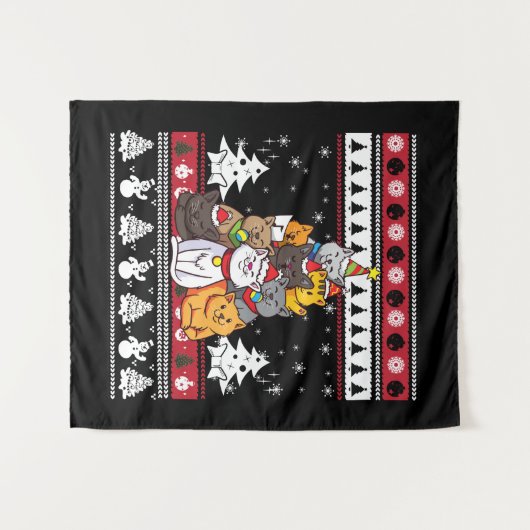 kerstkattenboom wandkleed (Voorkant (horizontaal))