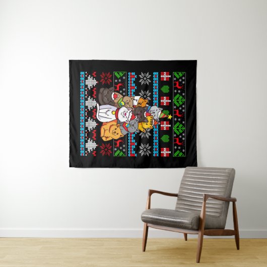 Kerstkattenboomcadeau Wandkleed (In Situ (horizontaal))