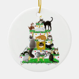 kerstkattenboomversiering keramisch ornament