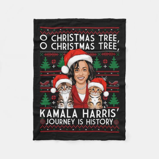 Kerstkattendames voor Kamala Santa Ornament Paj Fleece Deken (Voorkant)