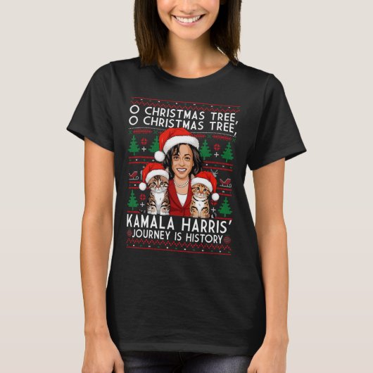 Kerstkattendames voor Kamala Santa Ornament Paj T-shirt (Voorkant)