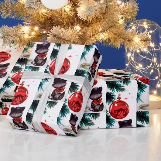  kerstkattenfeest cadeaupapier (Feestdagen)