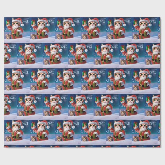 kerstkattenkappen, glanzend ompakken cadeaupapier (Vlak)