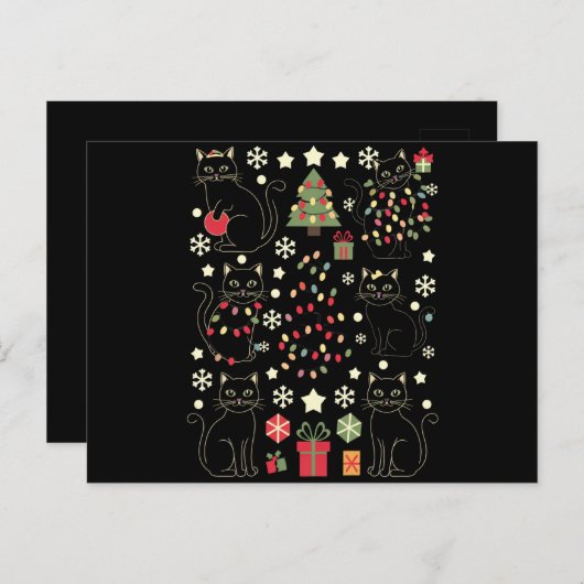 Kerstkattenliefhebber cadeau voor katteneigenaar briefkaart (Voorkant / Achterkant)