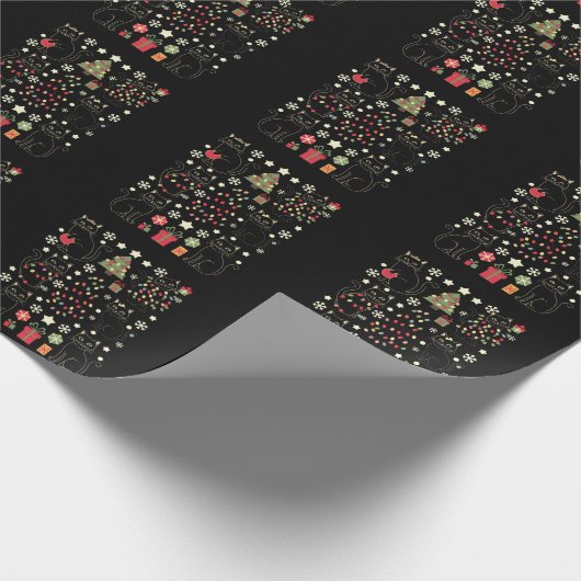 Kerstkattenliefhebber cadeau voor katteneigenaar cadeaupapier (Hoek)