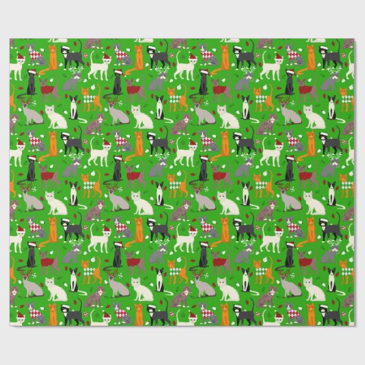Kerstkattenpapier Cadeaupapier (Vlak)