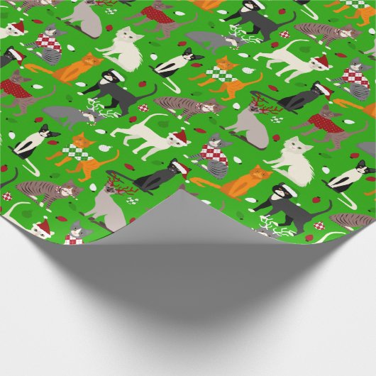 Kerstkattenpapier Cadeaupapier (Hoek)