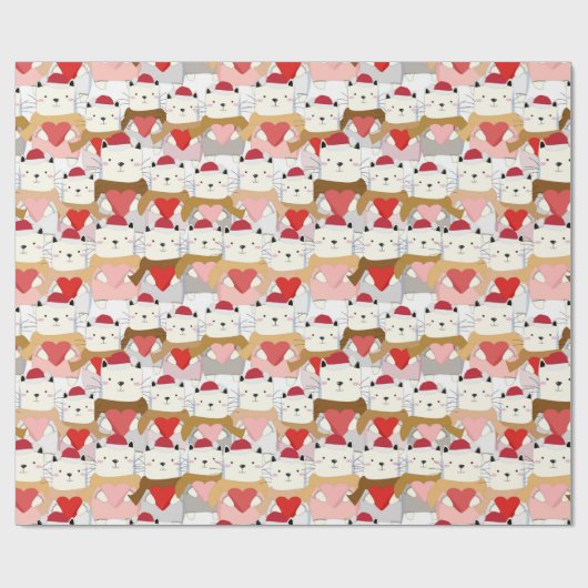 Kerstkattenpapier Cadeaupapier (Vlak)