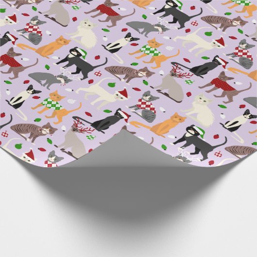 Kerstkattenpapier Cadeaupapier (Hoek)