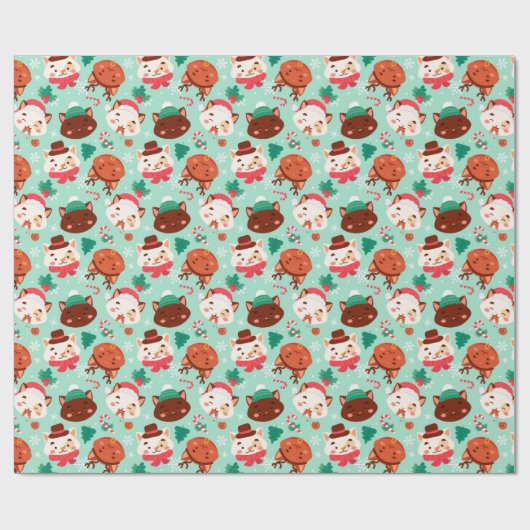 Kerstkattenpapier Cadeaupapier (Vlak)