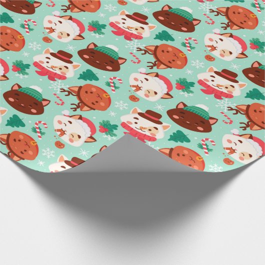 Kerstkattenpapier Cadeaupapier (Hoek)