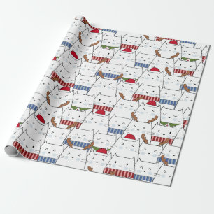 Kerstkattenpapier Cadeaupapier